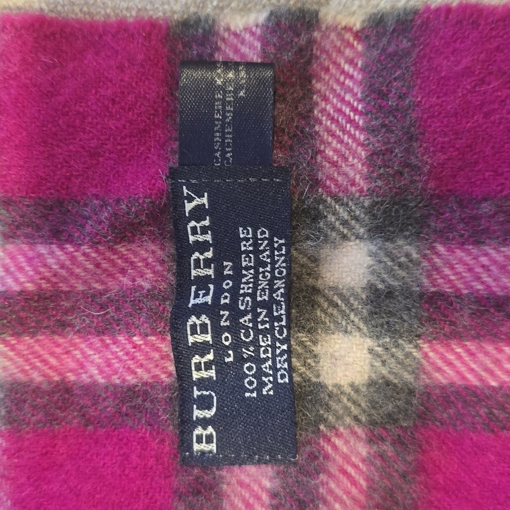 Burberry Fuchsia and Black Checkered Scarf - Picture 2 of 2